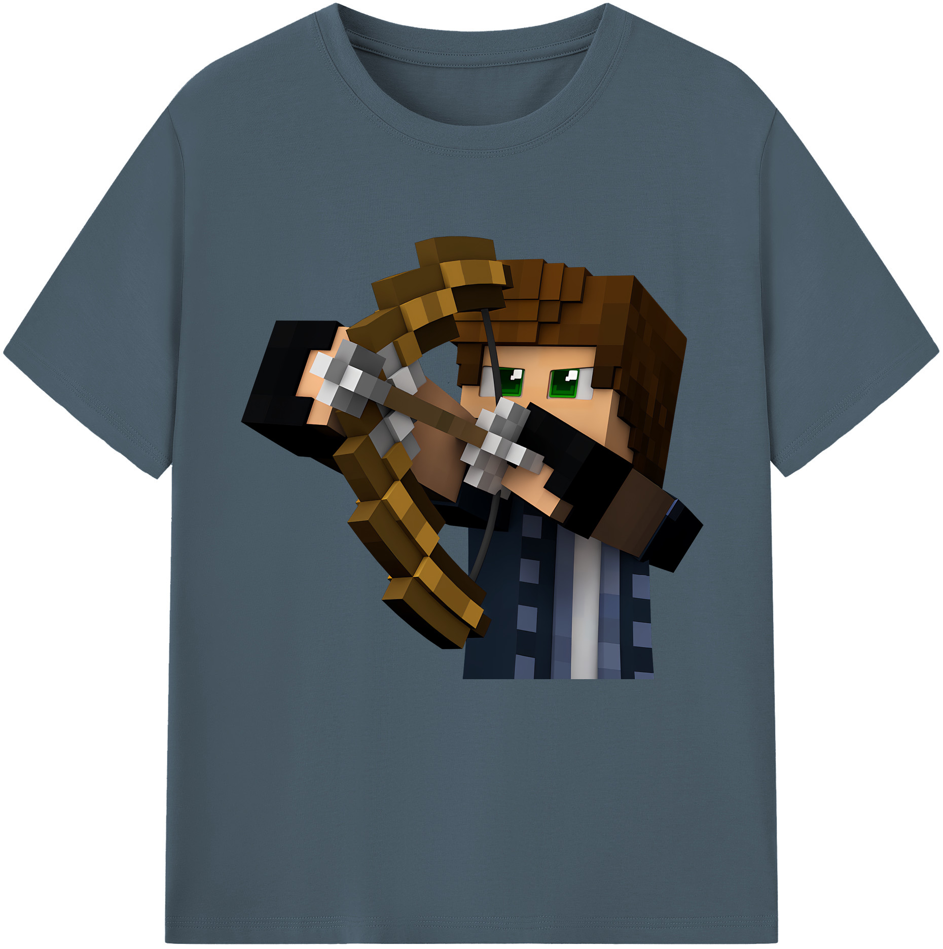（画像用） マインクラフト ブロックの世界 Minecraft MC Block world 綿100％半袖Tシャツ（フロントプリント）